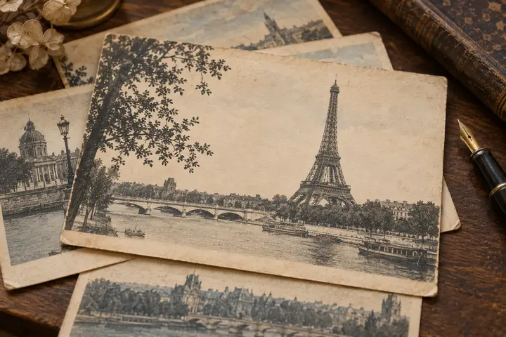 Cartes postales anciennes représentant Paris et la tour Eiffel